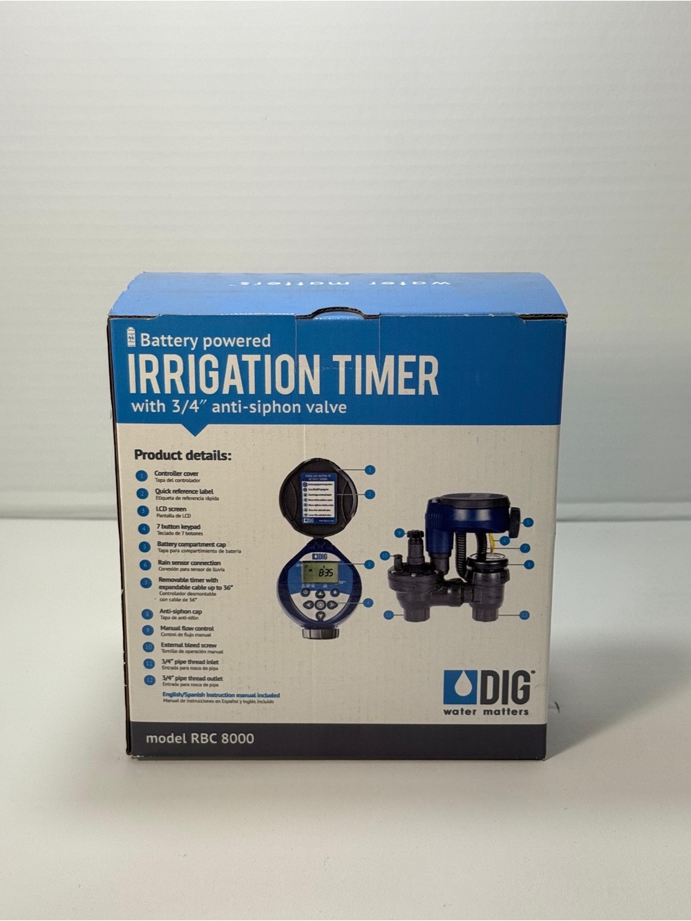 Blue Irrigation Timer with 3/4" Anti-Siphon Valve